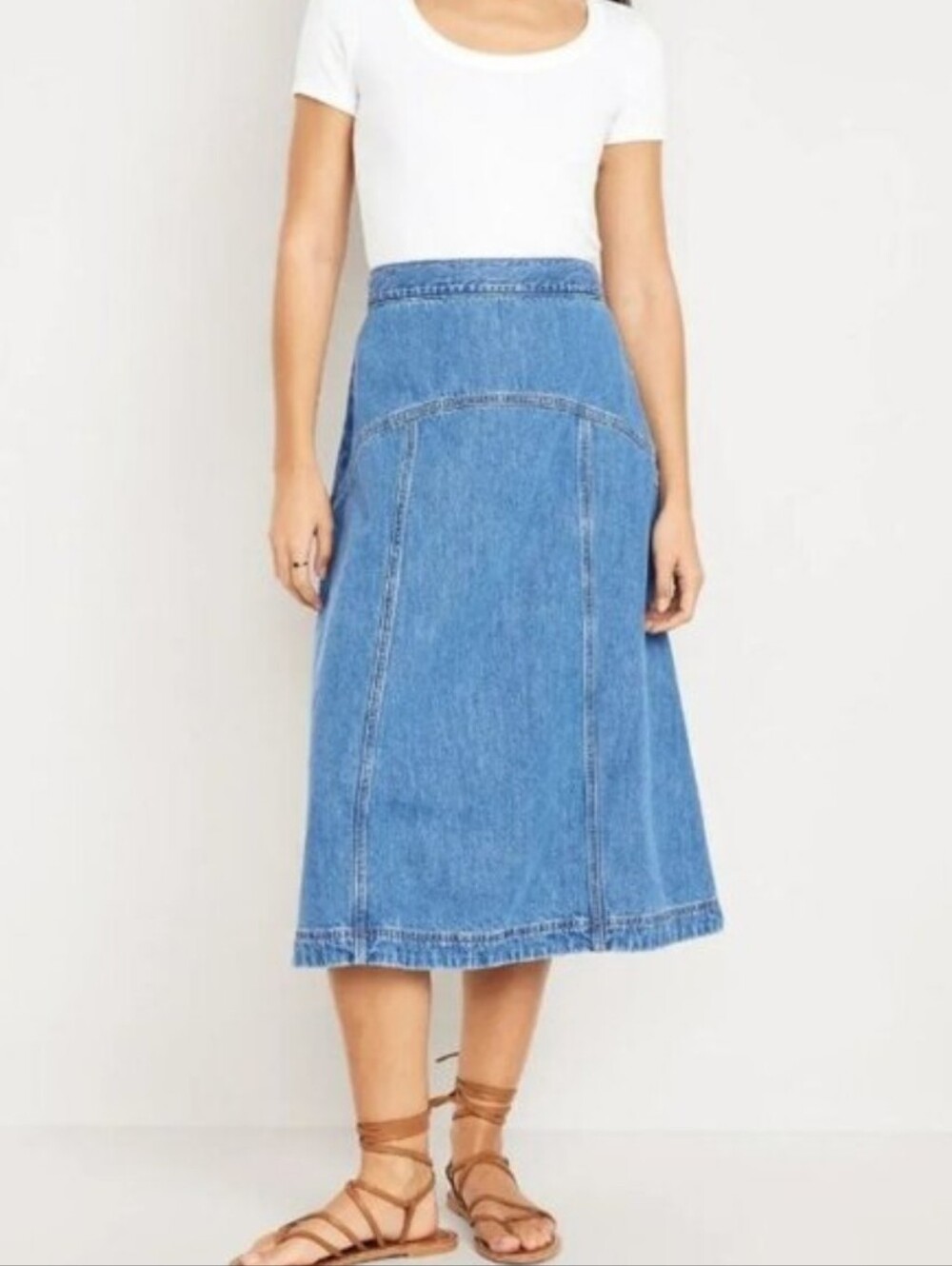 Old Navy High-rise Drapey Denim Western Midi Bekkah US 6